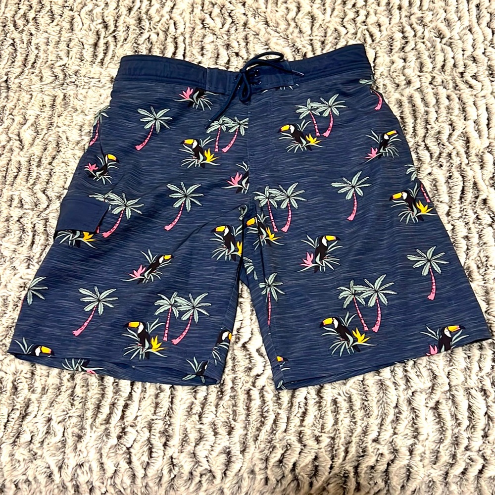 Men’s Sonoma Swim trunks with Toucan birds & Palm trees Medium